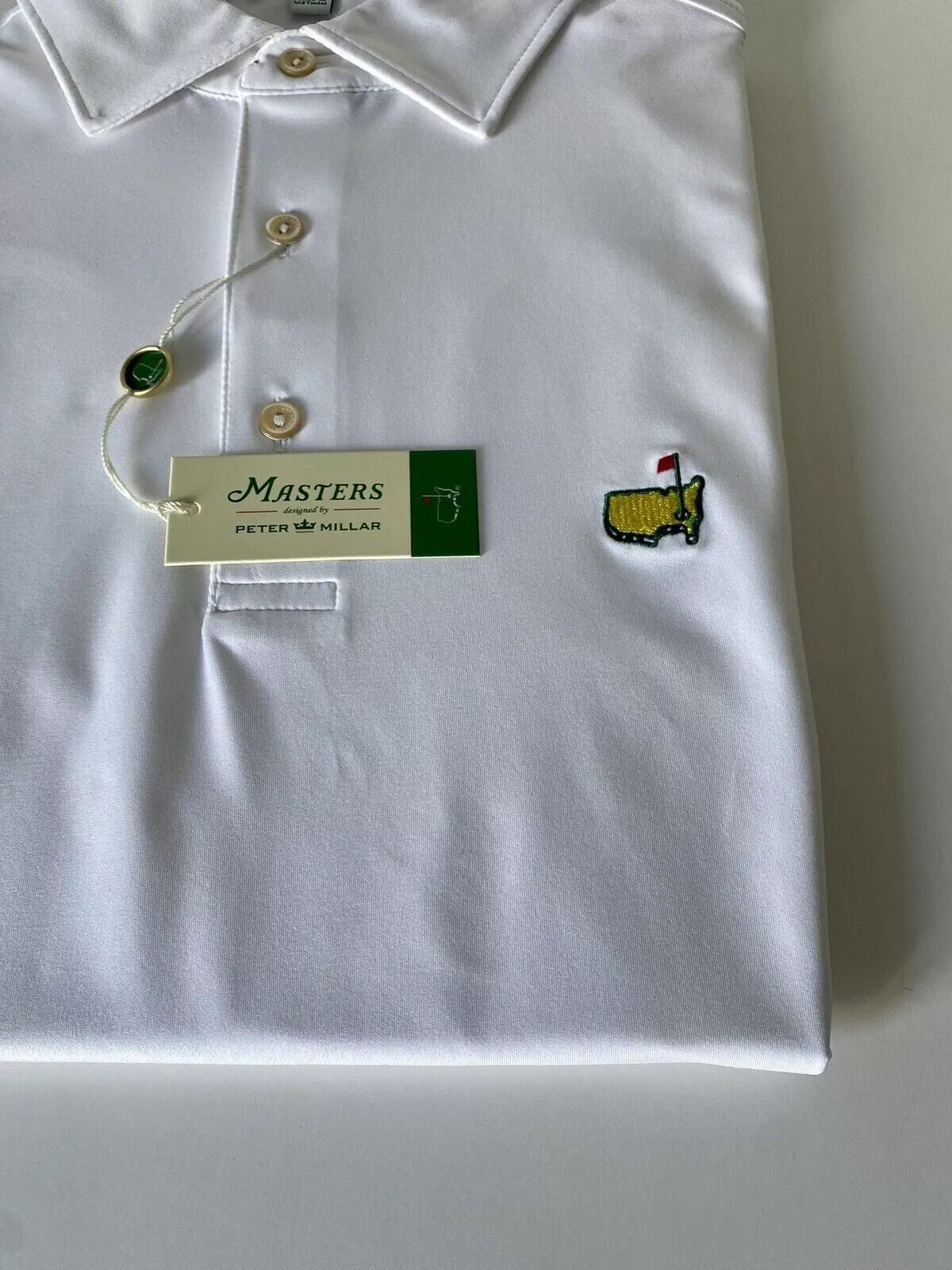 2025 Masters Small Peter Millar Men's Golf Polo Augusta National White Polo Shirt