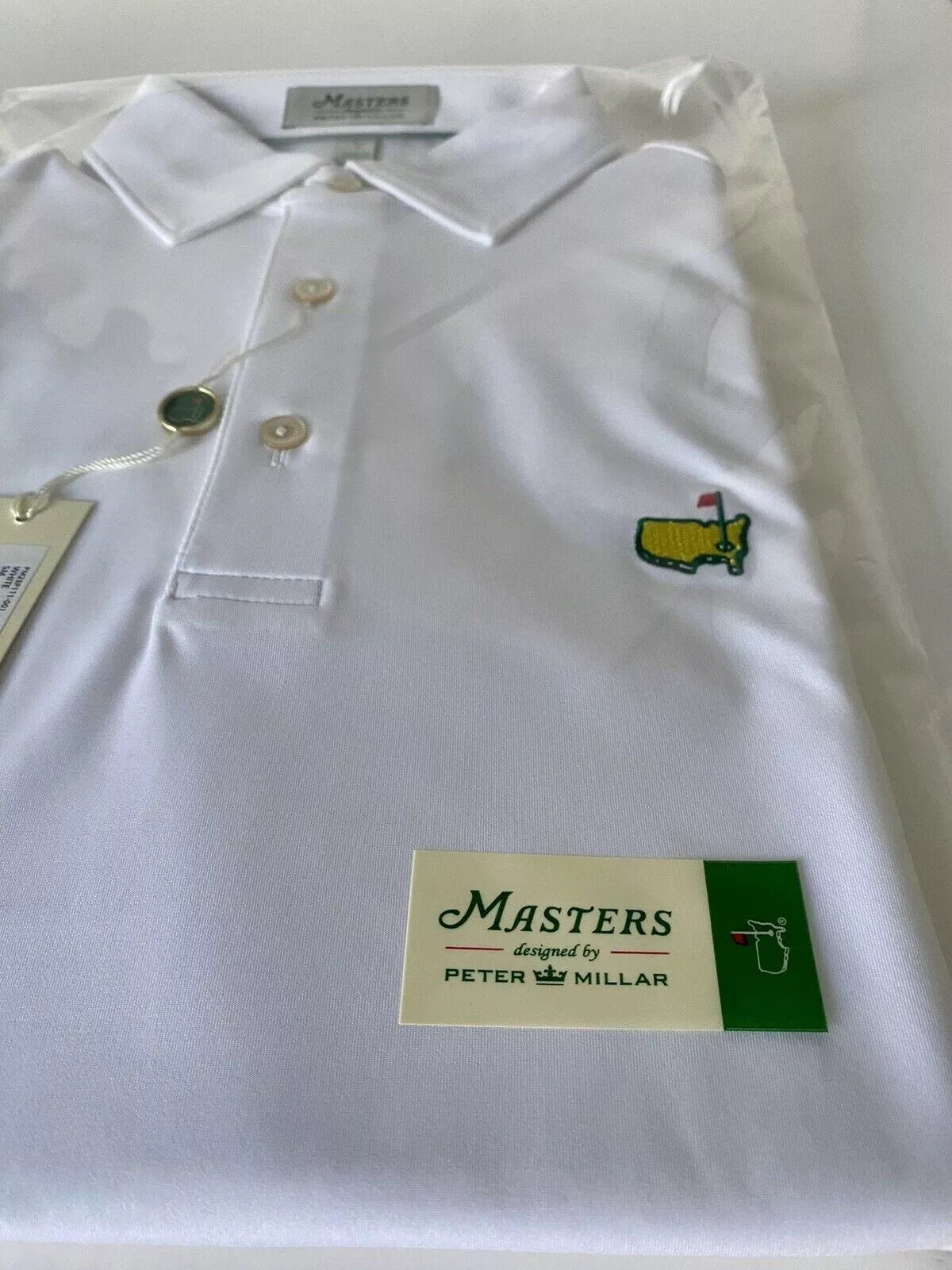 2025 Masters Small Peter Millar Men's Golf Polo Augusta National White Polo Shirt