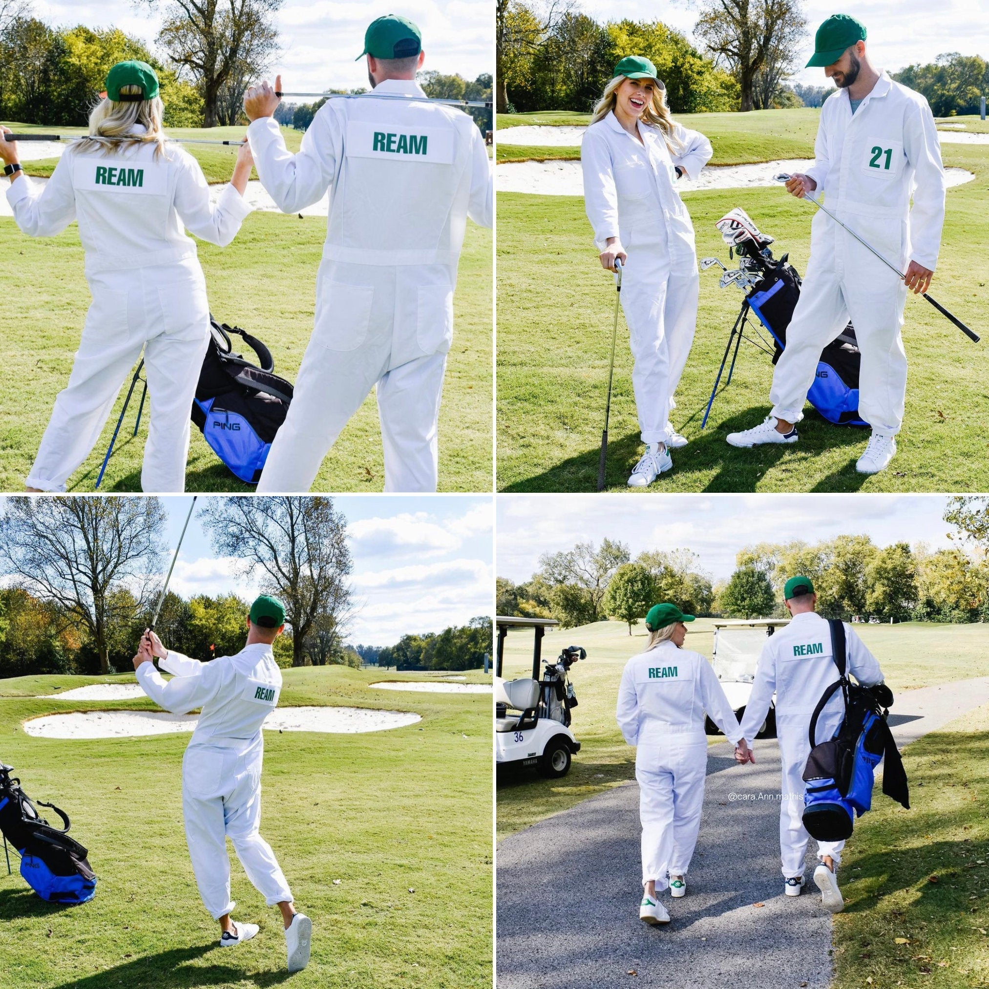 ADULT CADDIE UNIFORM Custom Golf Adult  Coverall Suit Boiler Caddy Halloween Uniform Bib White Custom Name Birthday