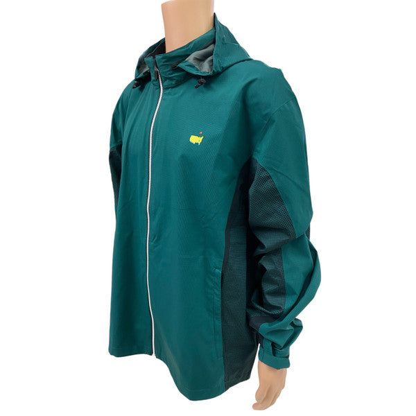 Masters FootJoy HydroLite Green and Black Full Zip Rain Jacket with Stowable Hood