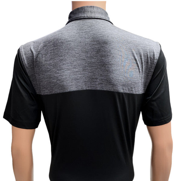 Masters Tech Charcoal Heather and Black Color Block Performance Polo