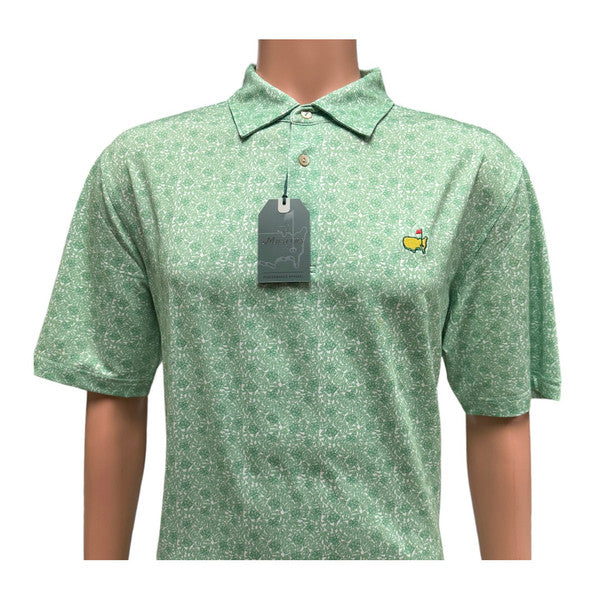 Masters Tech light green polo shirt with floral and foliage pattern