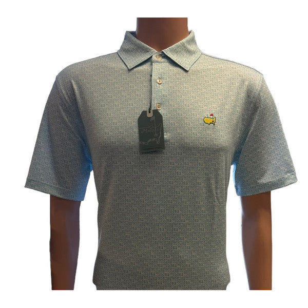 Masters Tech powder blue polo shirt with concessions boxes pattern