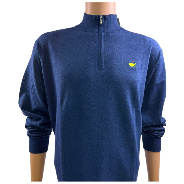 Masters Peter Millar Navy 1/4 Zip Cotton Blend Sweater