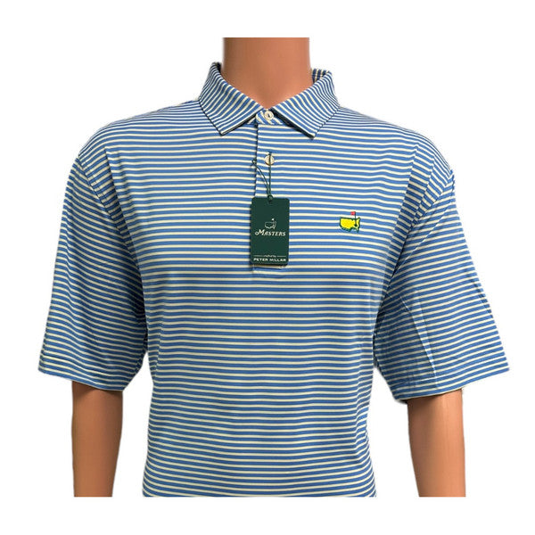 Masters Peter Millar Blue, Yellow and White Stripe Performance Tech Polo