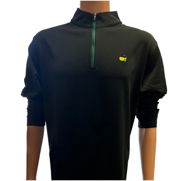 Masters Peter Millar Black Performance Tech 1/4 Zip with Dark Green Zipper