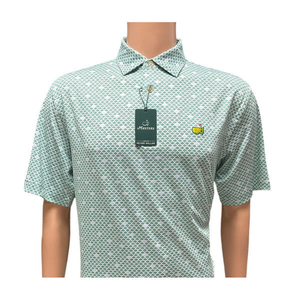 Masters Peter Millar Performance Tech Light Blue Caddies and Azaleas Pattern Polo