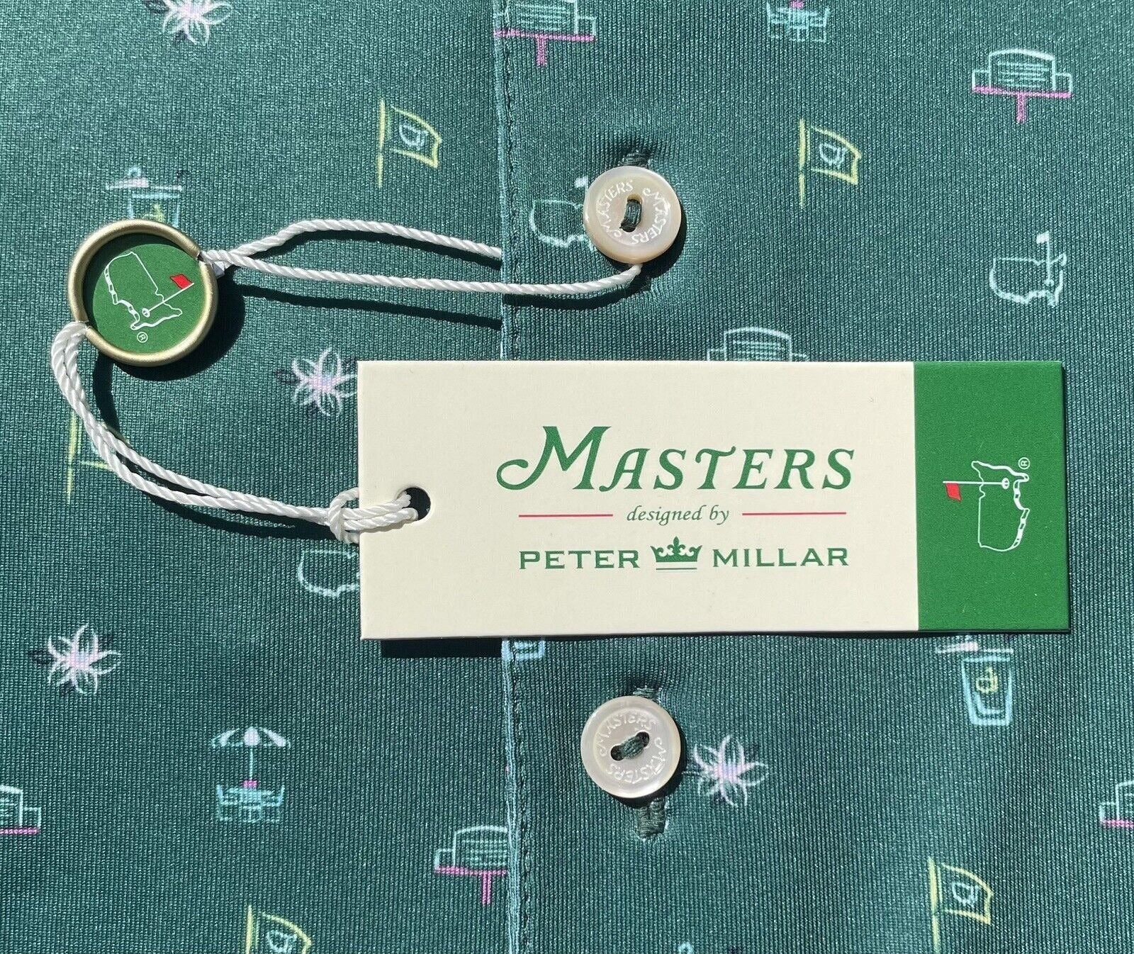 2025 Masters Peter Millar Green Icons Print Men’s Golf Polo