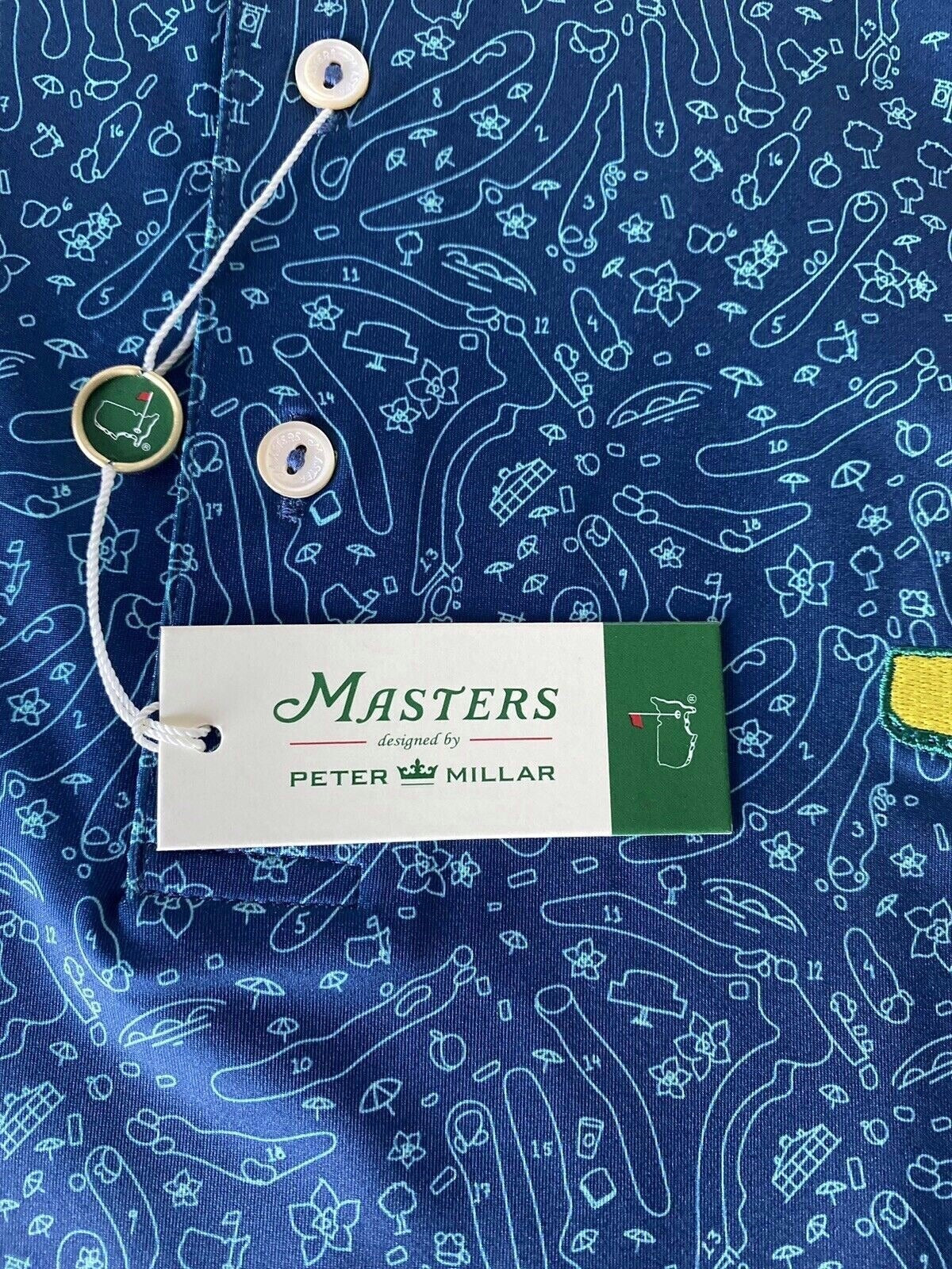 2025 MASTERS by Peter Millar Course Design Performance Tech Golf Polo Shirt Navy