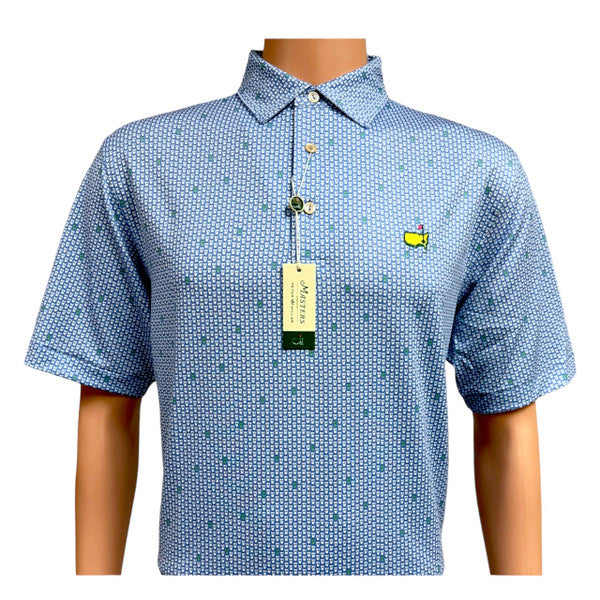 Masters Peter Millar Performance Tech Blue Beer Cup Pattern Polo