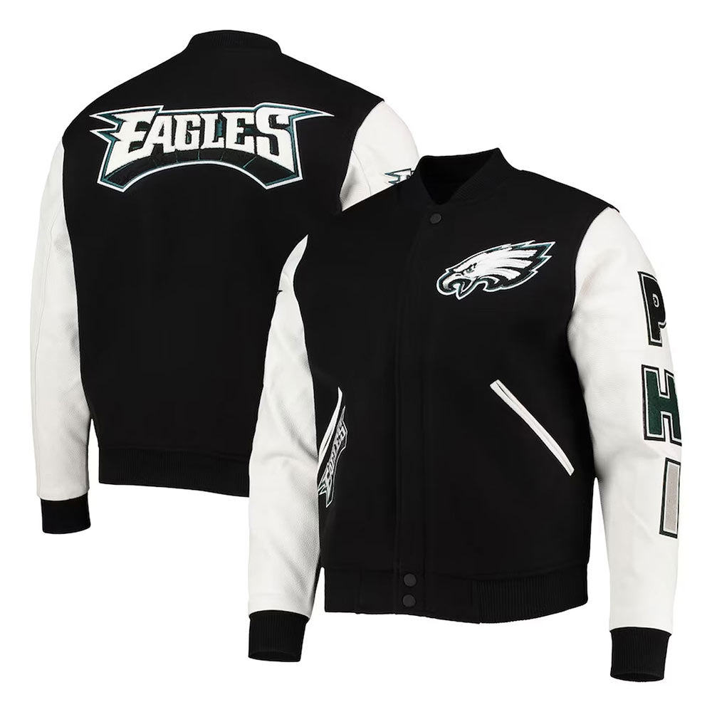 Philadelphia Eagles Logo Black and White Letterman Jacket