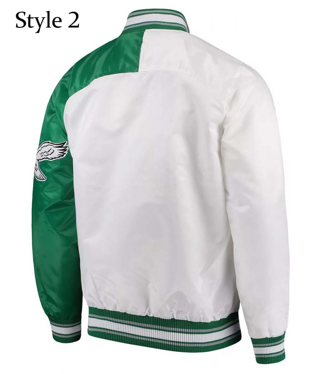 Renegade Philadelphia Eagles Starter Satin Green and White Jacket
