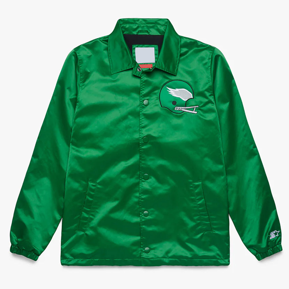Starter Green Satin Philadelphia Eagles Coach Jacket