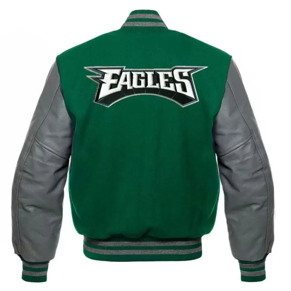 Philadelphia Eagles Green and White Letterman Jacket
