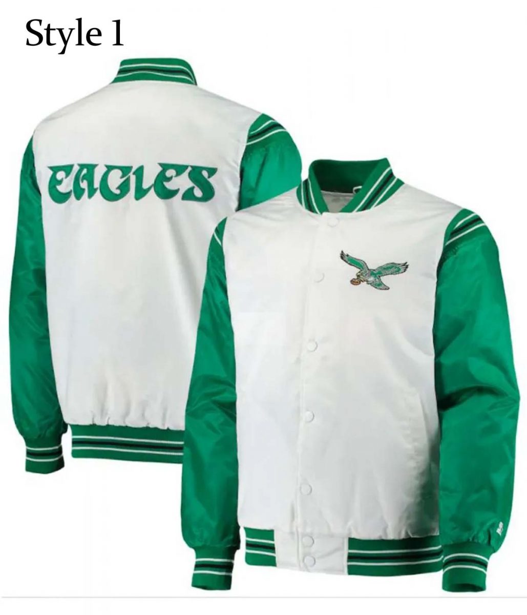 Renegade Philadelphia Eagles Starter Satin Green and White Jacket