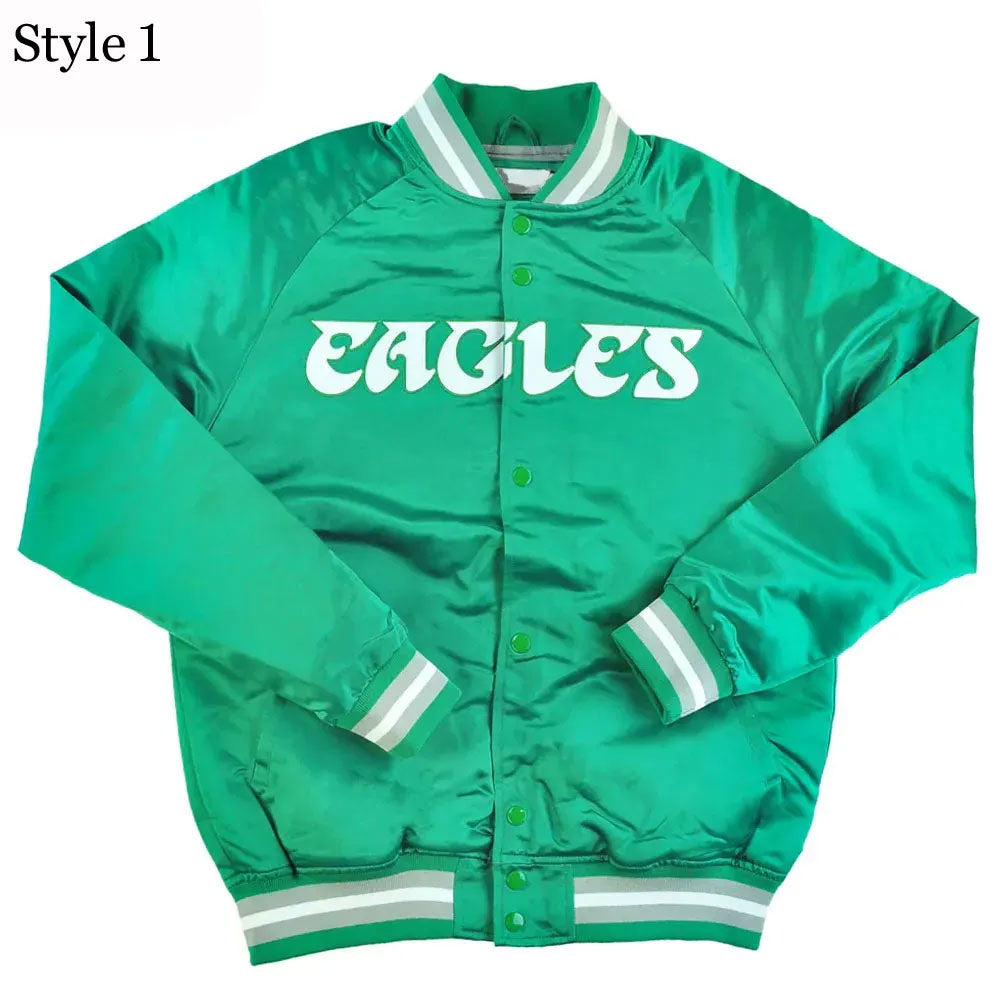 Lightweight Satin Philadelphia Eagles Green Jacket