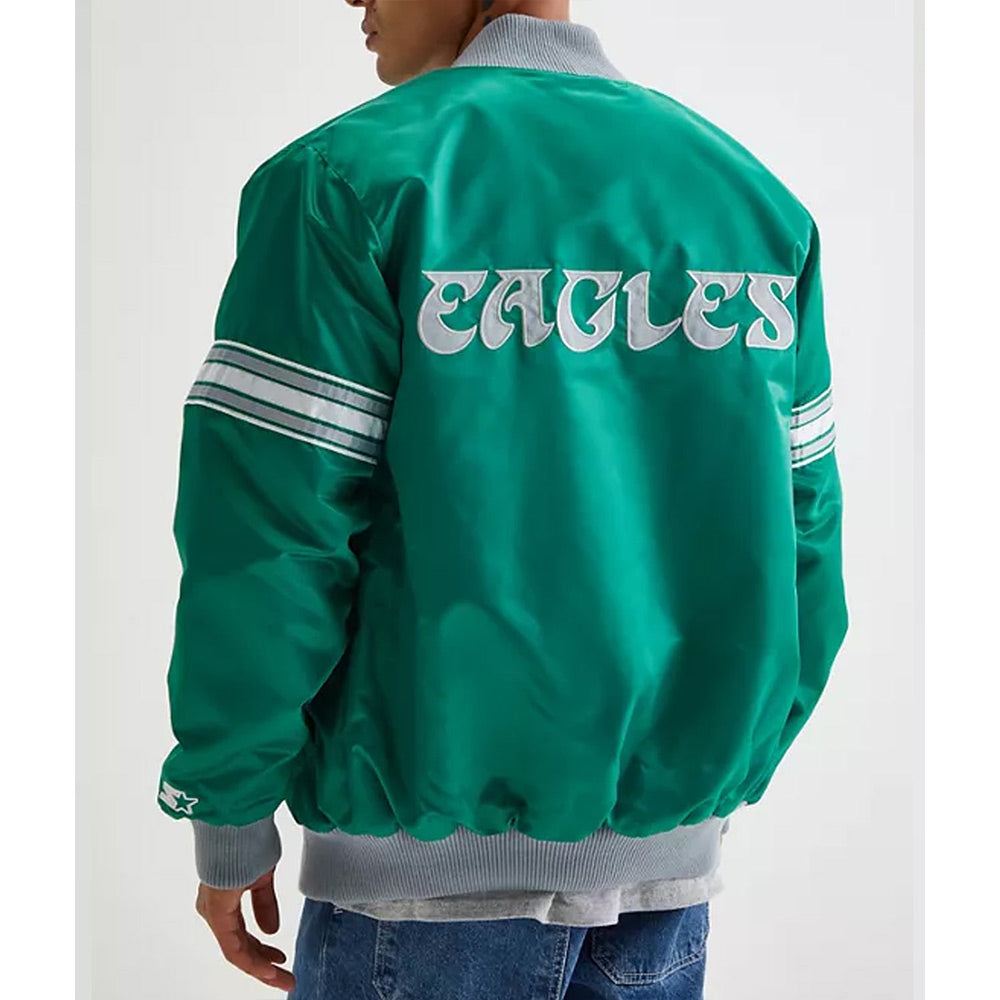 Philadelphia Eagles Kelly Green Striped Satin Jacket