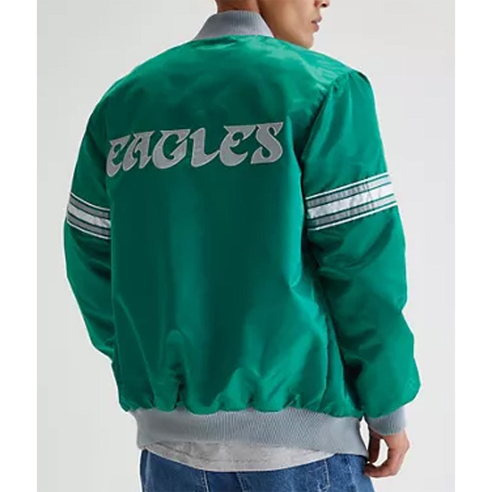 Philadelphia Eagles Kelly Green Striped Satin Jacket