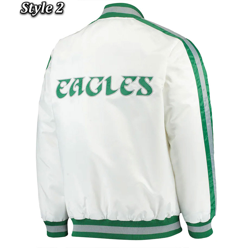 White Philadelphia Eagles Throwback D-Line Jacket