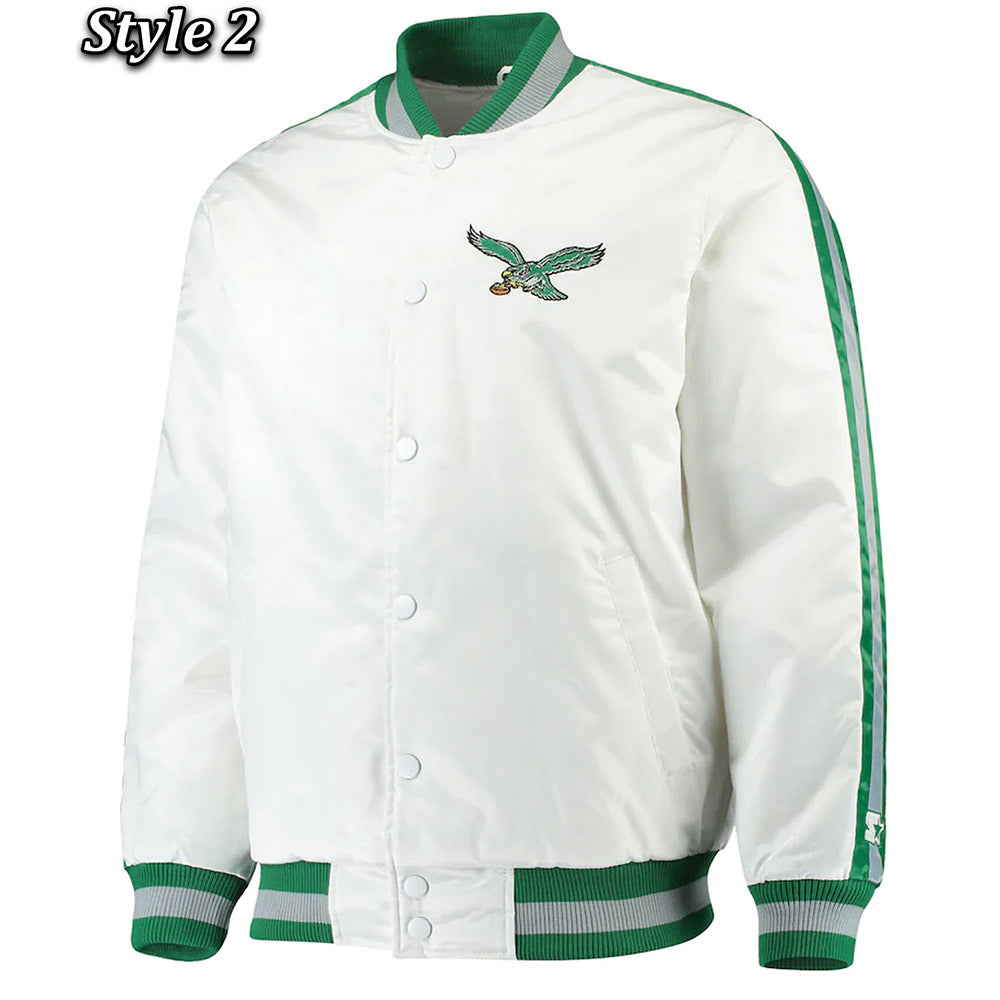 White Philadelphia Eagles Throwback D-Line Jacket