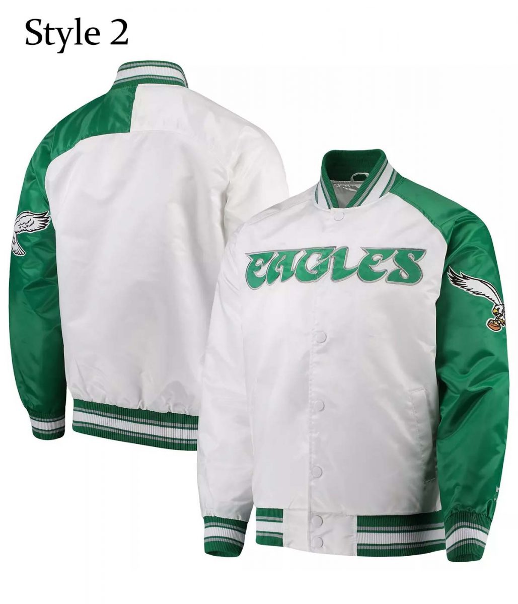 Renegade Philadelphia Eagles Starter Satin Green and White Jacket