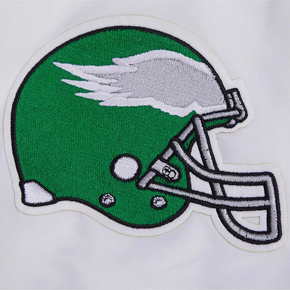 Philadelphia Eagles Retro Classic White Rib Satin Jacket