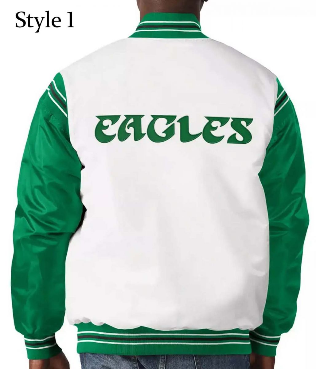 Renegade Philadelphia Eagles Starter Satin Green and White Jacket