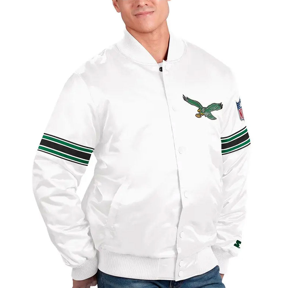 Philadelphia Eagles The Power Forward White Satin Jacket
