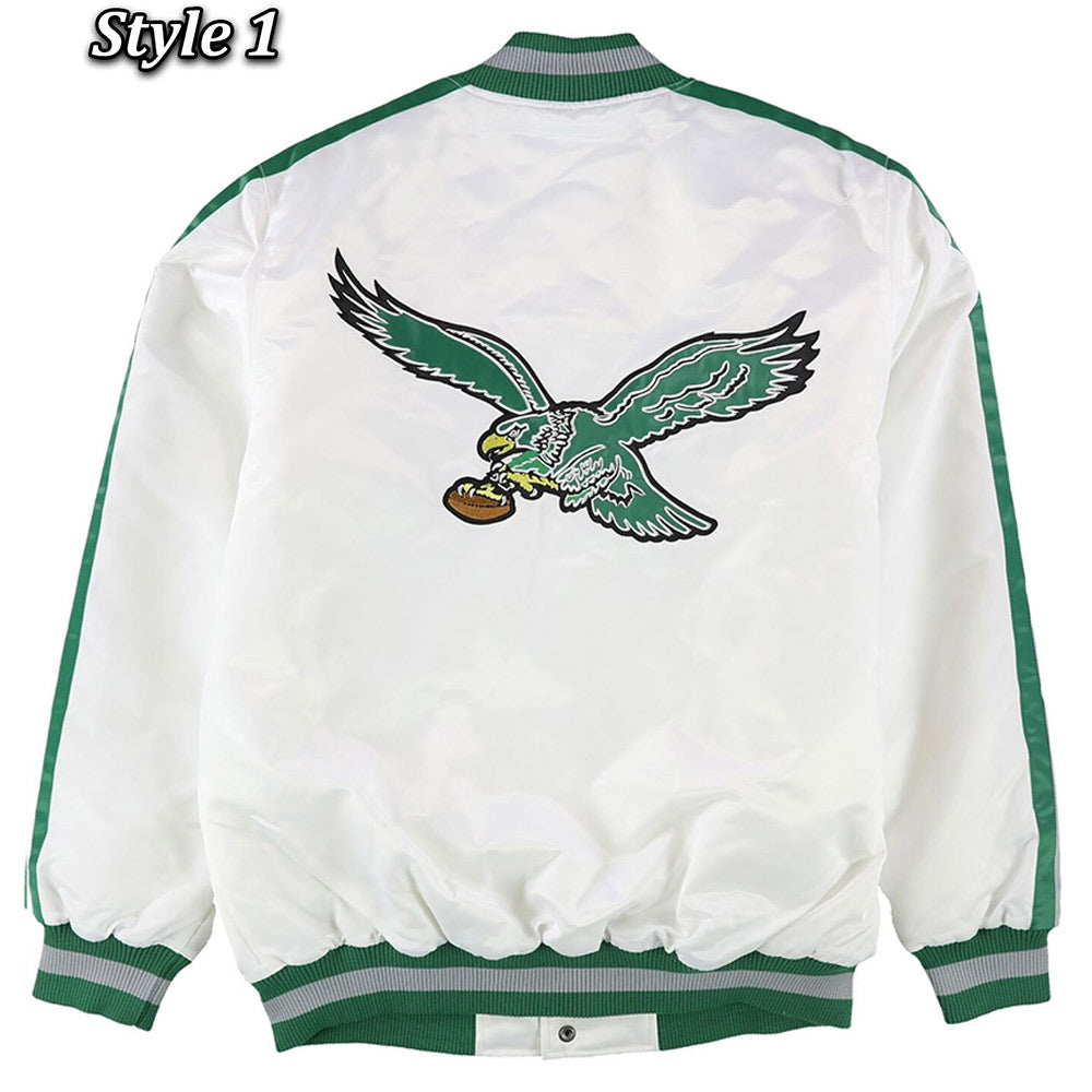 White Philadelphia Eagles Throwback D-Line Jacket